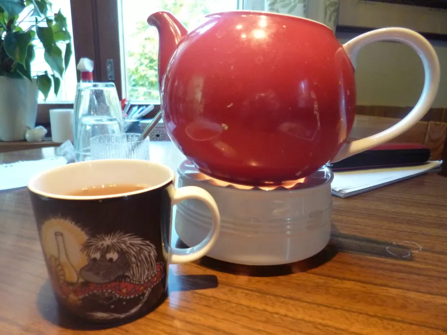 Tea in a moomin mug